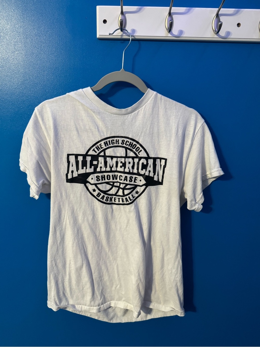 Men’s Gildan White Short Sleeve All-American Basketball Graphic Tee